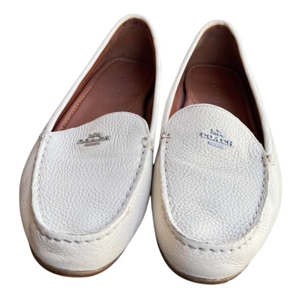 Coach Women's Size 8.5 B White Leather Loafers Slip-On Shoes With Logo Detail - Picture 7 of 12